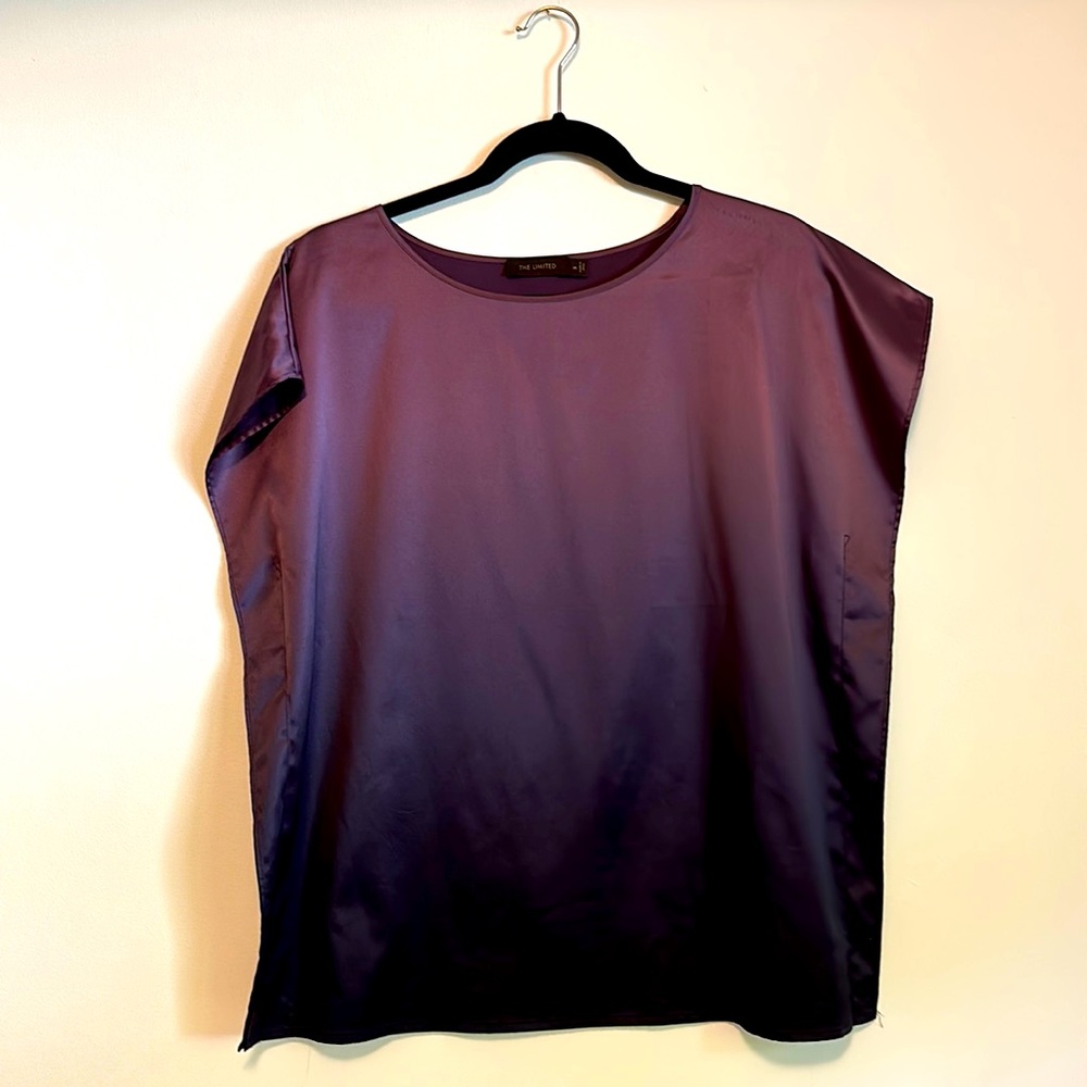 The Limited Purple Ombré Flutter Sleeve Blouse